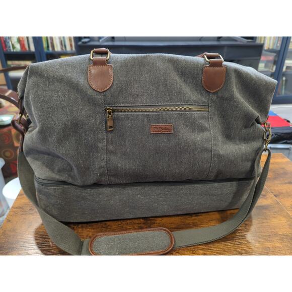 MyMealivos Canvas Weekender Overnight Travel Carry On Duffel Tote Black 20 X 8" - Picture 11 of 13